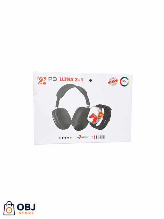 P9 Ultra 2-1 Smartwatch and headphones